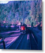 Vintage Railroad - Sd45 8890 Meeting A Freight Train Metal Print
