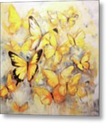 Mellow Yellow Butterflies Metal Print