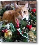 Meowy Christmas Metal Print