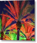 Merry And Bright Christmas Palms Metal Print