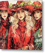 Merry Christmas Cowgirls Metal Print