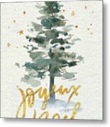 Watercolor Christmas Tree Metal Print
