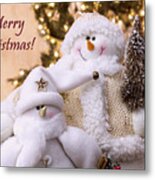 Merry Christmas Snowmen Metal Print