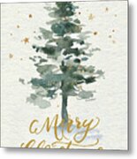 Watercolor Christmas Tree Metal Print