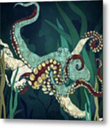 Metallic Octopus V Metal Print