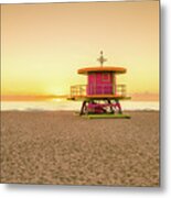 Miami Beach 10th Sreet Lifeguard Tower At Sunrise Photo Metal Print