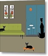 Mid Century Dog Spies Space Pods Metal Print