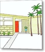Mid Century House With Butterfly Roof Metal Print