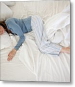 Middle Aged Woman Sleeping In Bed Metal Print