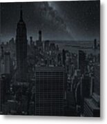 Midnight Blues Nyc Empire State Landscape Metal Print