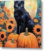 Midnight In The Pumpkin Patch Metal Print