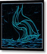 Midnight Sailing Triptych Metal Print
