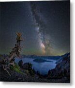 Milky Way Over Crater Lake Metal Print