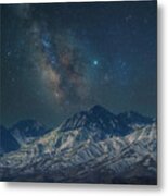 Milky Way Over Snowy Mountains Metal Print