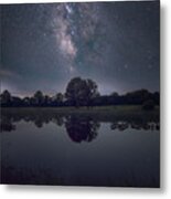 Milky Way Over The Pond Metal Print