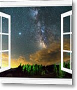Milky Way Rising Out Of The Clouds Open White Picture Window Metal Print