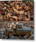 Miniature Truck Hauling Firewood Metal Print