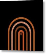Minimal Geometric Arch 2 - Mid Century Modern - Half Circle Arch - Scandinavian - Brown, Black Metal Print