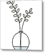 Minimal Plant In Vase 1 Metal Print