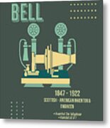 Minimal Science Posters - Alexander Graham Bell 01 - Inventor, Engineer Metal Print