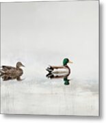 Minimalist Mallard Ducks Metal Print