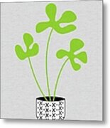 Minimalistic Green Potted Plant 2 Metal Print