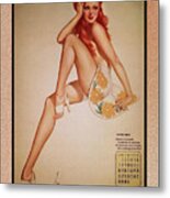 Miss January Varga Girl 1944 Pin-up Calendar By Alberto Vargas Vintage Pin-up Girl Art Metal Print