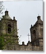 Mission Concepcion Towers And Cross Metal Print
