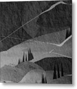 Misty Mountain Modern Art - Black And Gray Modern Abstract Art Metal Print