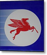 Mobiloil Blue Pegasus Sign Metal Print