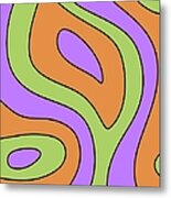 Mod Abstract In Orange Green And Purple Metal Print