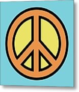Mod Peace Sign In Blue Metal Print