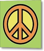 Mod Peace Symbol On Green Metal Print