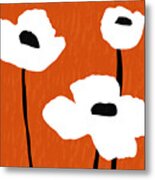Mod Poppies Orange- Art By Linda Woods Metal Print