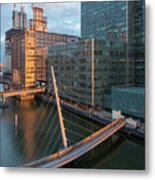 Modern Office Building In The Canary Wharf Financial Centre In The Evening. London United Kingdom Metal Print