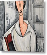 Modigliani Style Portrait Of A Woman Metal Print