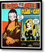 Mona Lisa - Betty Boop - Felix The Cat Print - Mixed Media Record Albums Pop Art Collage Metal Print