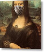 Mona Lisa Corona Virus Metal Print