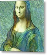 Mona Lisa In The Style Of The Van Gogh Self-portrait - Digital Recreation Metal Print