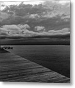 Monochrome Dock At Sunset Metal Print