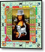 Monopolisa - Mixed Media Pop Art Collage Of Mona Lisa On Old Monopoly Gameboard Metal Print