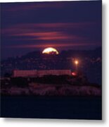 Moon Over Alcatraz Metal Print