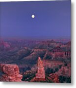 Moon Rise Over Point Imperial North Rim Grand Canyon National Park Arizona Metal Print