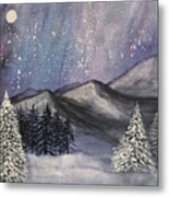 Moonlit Mountains Metal Print