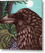 Moonlit Raven Wood Metal Print