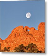 Moonset Over Kissing Camels Metal Print