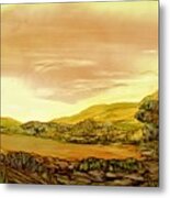 Morning At The Fence Line Metal Print