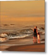 Mother And Child Sunrise Stroll Metal Print