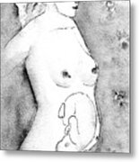 Mother And Fetus Black And White Metal Print