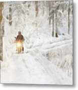 Motorbike In The Snow Painterly Metal Print